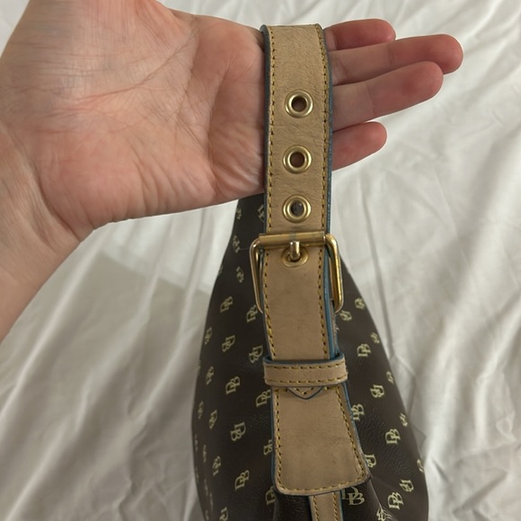 Dooney & Bourke | Monogram Logo Mini Hobo Bucket Bag Purse Leather Vinyl - Picture 10 of 13